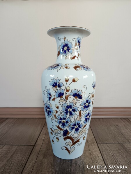 Zsolnay large porcelain vase with cornflower pattern