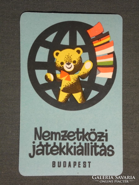 Card calendar, trial toy store, international toy exhibition, Budapest, graphic artist, 1968, (1)