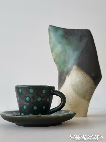 Vintage applied art ceramic coffee set - for 6 people