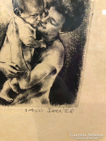 Kiss Terézia rézkarca, 24 x 20 cm-es szignált alkotás, keretben
