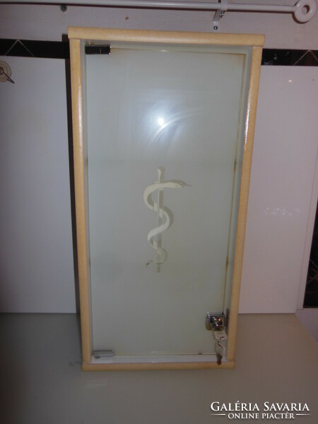 Medicine cabinet - 60 x 30 x 19 cm - glass door - glass shelves - 2 keys - retro - perfect