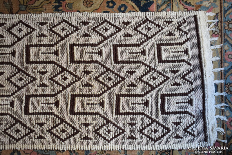 Retro carpet, wall protector, tapestry woven wool 125 x 60 cm + small fringe