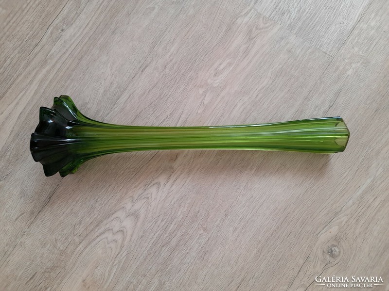 Czech green glass vase
