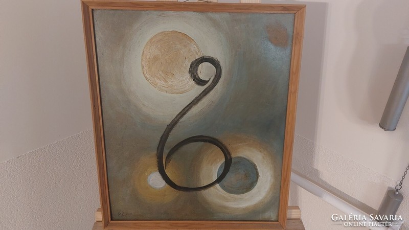 (K) Stadler Zoltán absztrakt festmény 50x42 cm + keret