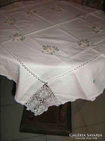 Beautiful handmade crochet embroidered tablecloth