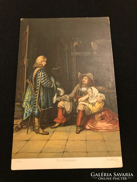 Old color postcard. Gérard ter Borch born 1617.