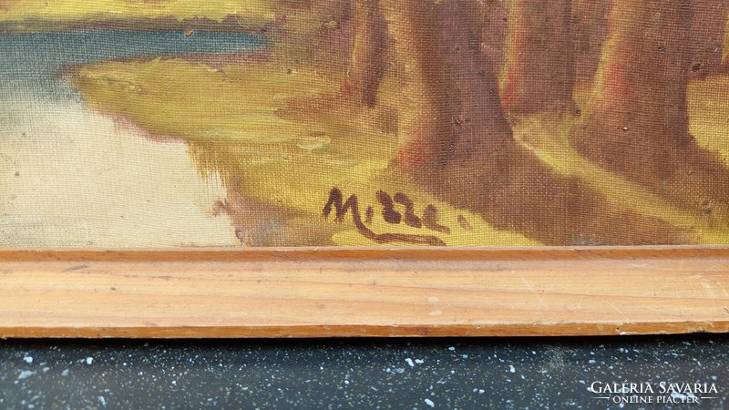 Oil on cardboard painting with Mille mark