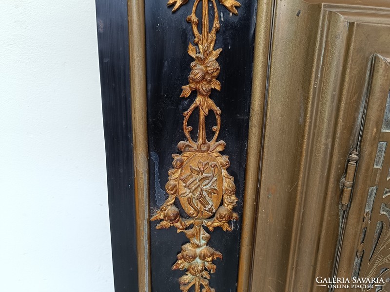 Antik klasszicista vésett réz ajtós kályha kandalló keret rátét díszítéses 441 8127