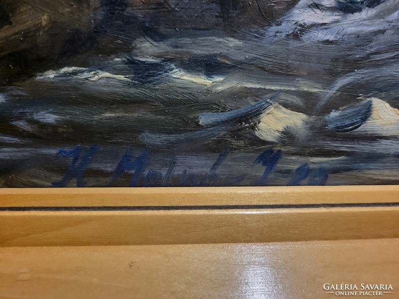 K. Molnár - Hegy patakkal festmény