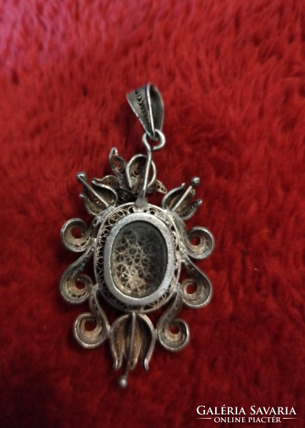 Antique silver pendant with photo holder