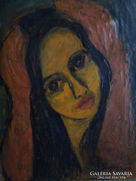 Női portré. Olajfestmény.1973 dátum. Szignózott.
