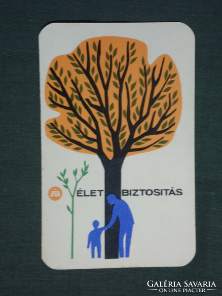 Kártyanaptár, Állami Biztosító ,grafikai rajzos, élet biztosítás,1965 ,  (1)