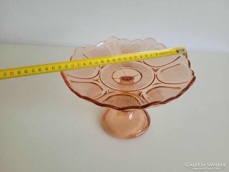 Old glass bowl with base pink glass cake bowl fruit bowl with base bowl offering