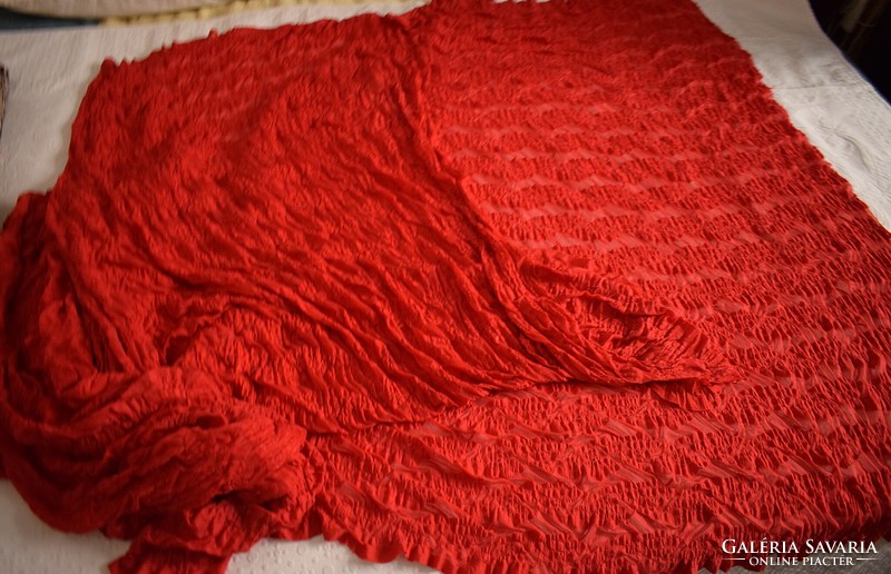 Textil anyag piros vékony sztreccs műszálas átlátszó mintás 480 x 140 cm függöny dekor szabás varrás