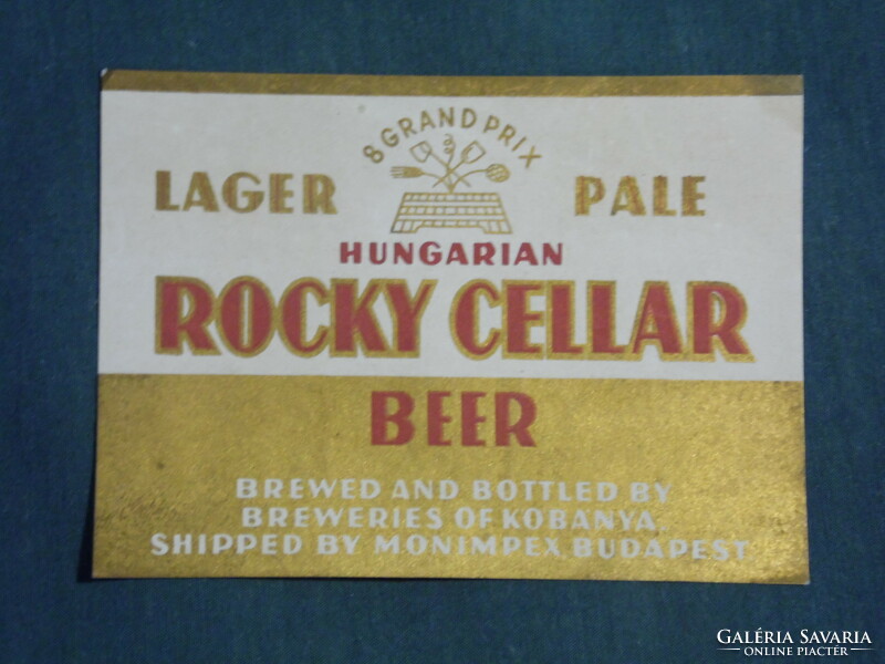 Beer label, Köbánya brewery, rocky cellar beer, rocky cellar beer