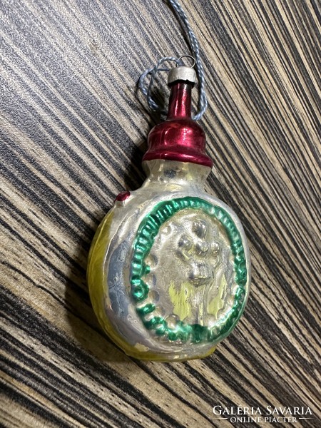 Old glass Christmas tree ornament 7.5Cm folk water bottle