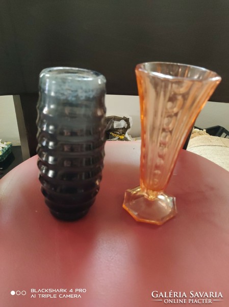 2 special colored glass vases