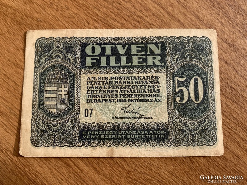 50 Fillér 1920 okt.2. /07/