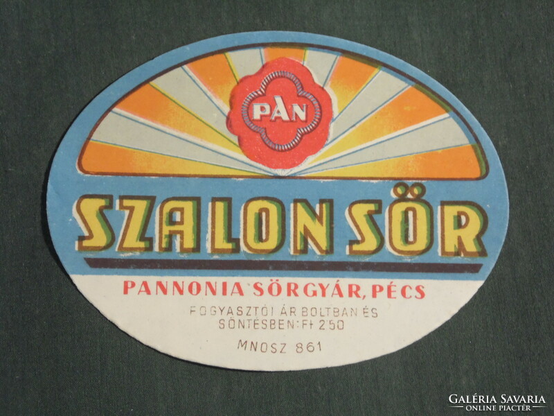 Sör címke, Pannonia sörgyár Pécs, Szalon sör