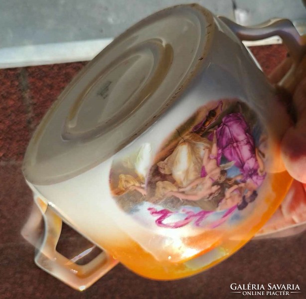 Zsolnay mythological viable chandelier glazed tea large sugar bonbonier