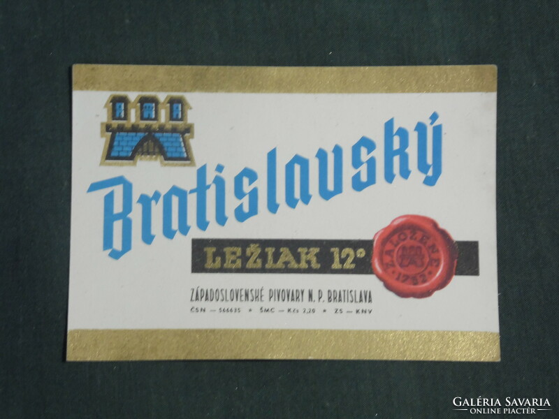 Beer label, Bratislava brewery, Bratislava beer