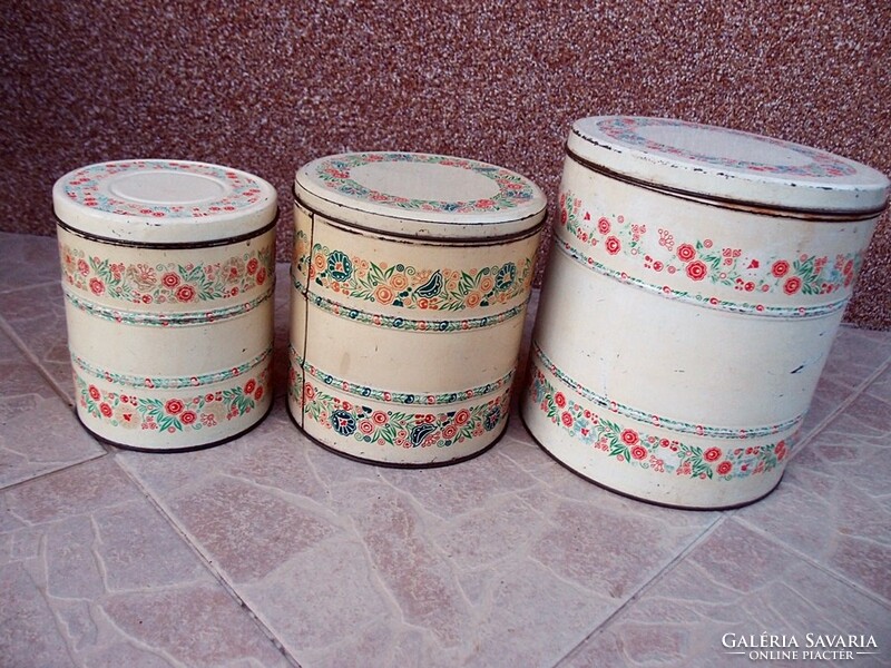 3 old large tin boxes