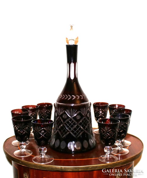 Incomparably beautiful 12-person flawless short drink crystal glass set + brandy holder