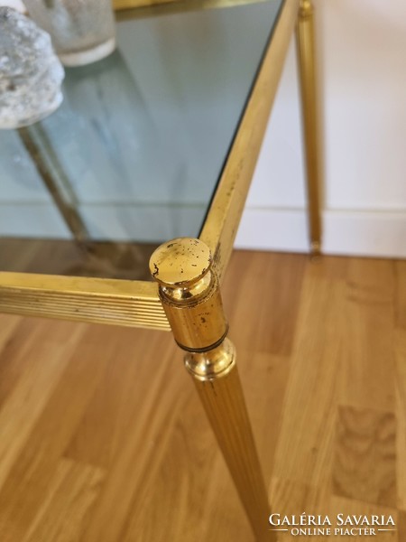 Vintage gold side table, glass table