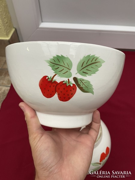 Rare granite strawberry, bowls with fruit stand, nostalgia piece, rustic decoration,