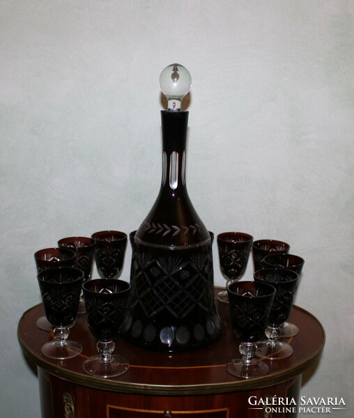 Incomparably beautiful 12-person flawless short drink crystal glass set + brandy holder