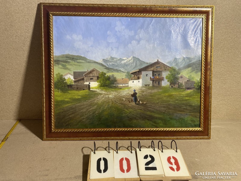 Master house with sign, oil on canvas painting, size 77 x 58 cm