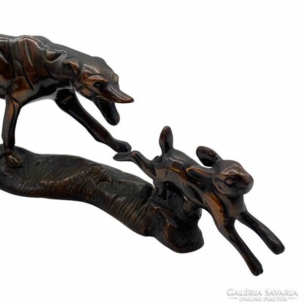 Art deco style bronze statue - rabbit drive-m01313