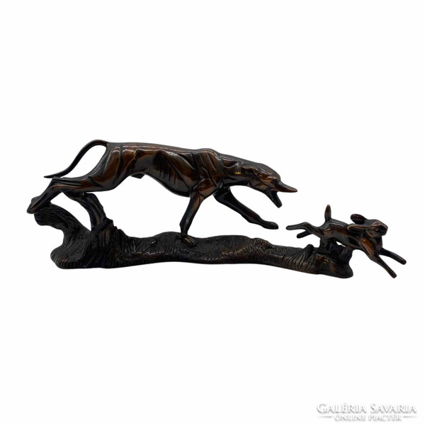Art deco style bronze statue - rabbit drive-m01313