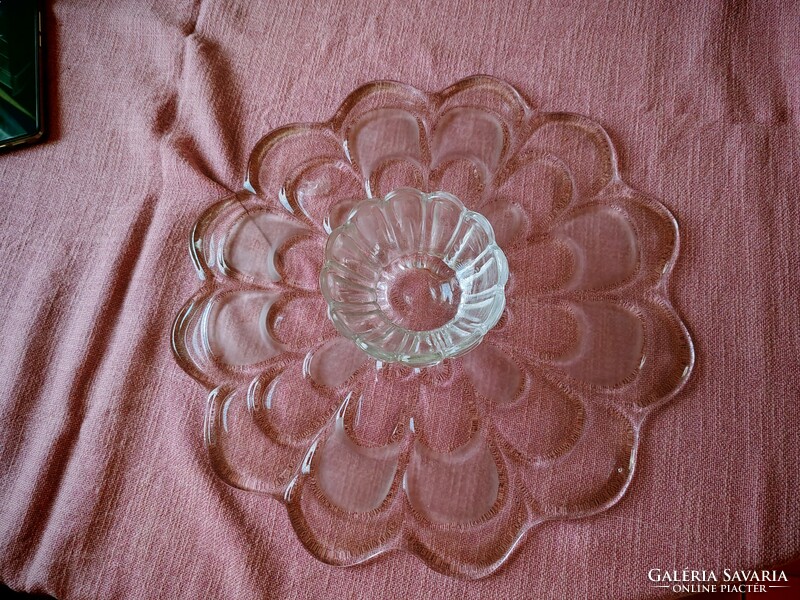 Molded glass cake plate with base, 35 cm diameter