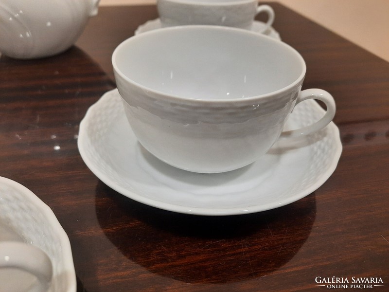 Fehér Herendi porcelán teáskészlet, teás készlet