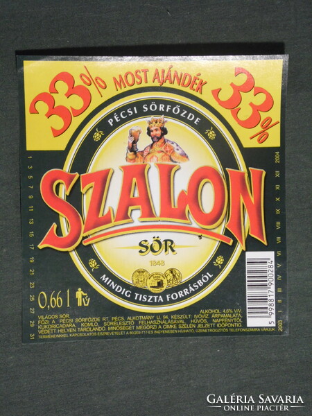 Beer label, Hungarian brewery, brewery, Pécs brewery, saloon beer