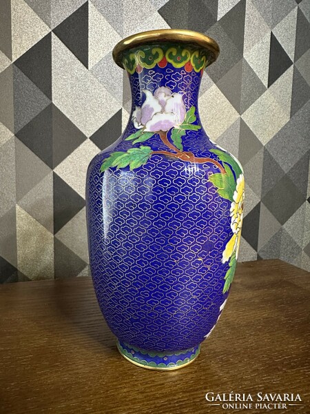 Rekesz zománc nagyméretű (Cloissoné) antik váza 20,5 cm