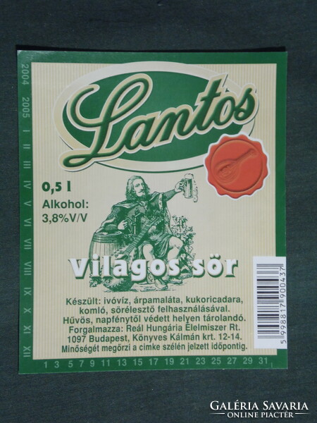 Beer label, Hungarian breweries, Latonos light beer
