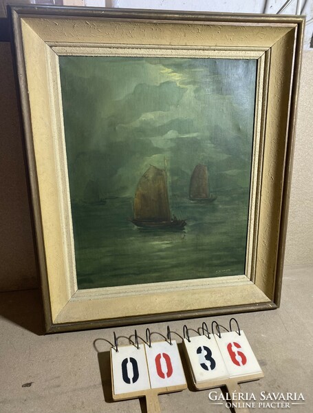 R. De Doncker festő festménye, olaj, vászon, 62 x 77 cm-es nagyságú.