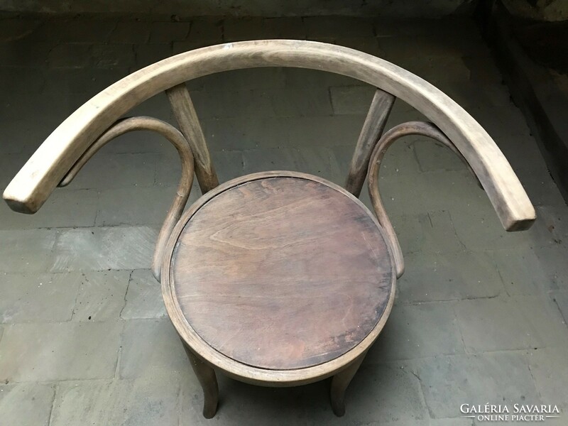 With Thonet style features / probably a product of the Debrecen sawmill factory / chair with bent arms.