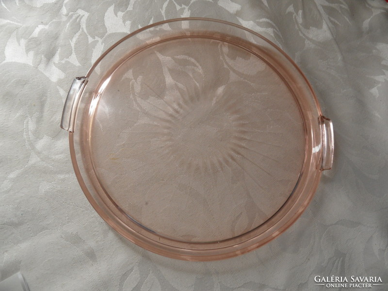 Art deco pink round glass tray