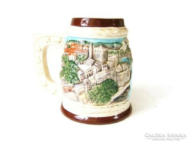 Mostar relief ceramic jug, spectacular large mug