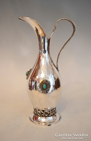 Silver jug with openwork decoration, decorated with semi-precious stones
