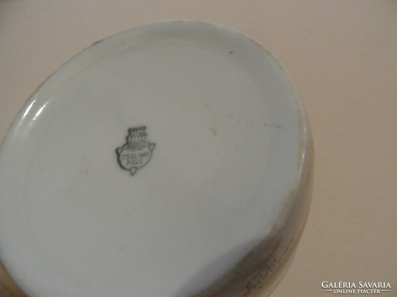 Zsolnay antique porcelain commemorative cup, mug (town hall Pécs)