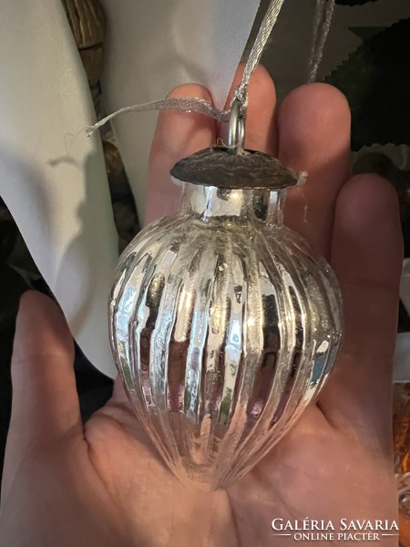 Old drop-shaped thick glass Christmas tree decoration