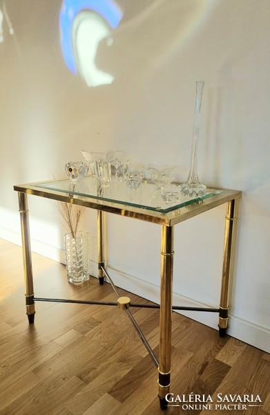 Hollywood regency style vintage glass table, coffee table
