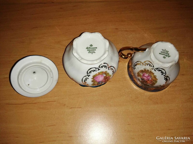 Jelenetes Seltmann Weiden Bavaria porcelán cukortartó csészével (18/K)