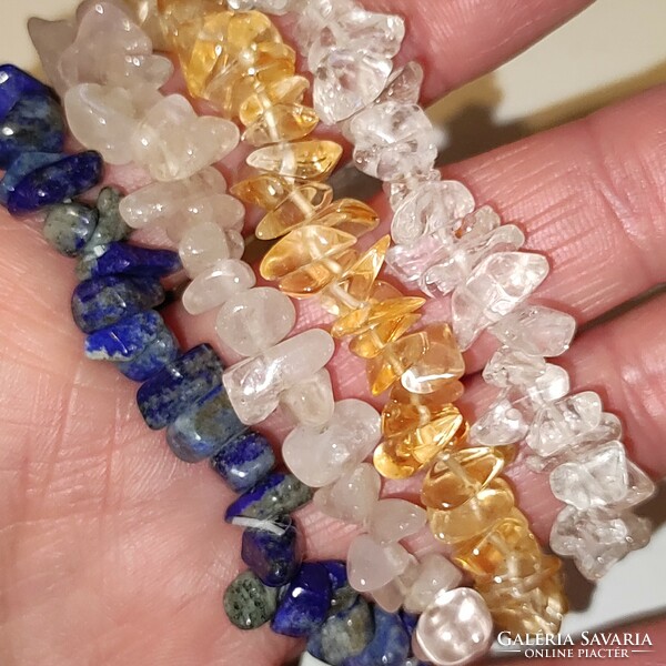 Mountain crystal - lapis - citrine - rose quartz rubber bracelets