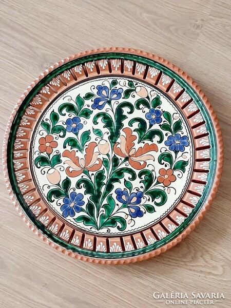Mezőtúri tailor Lajos, lajosné ceramic wall plate, wonderful large size 42 cm in diameter