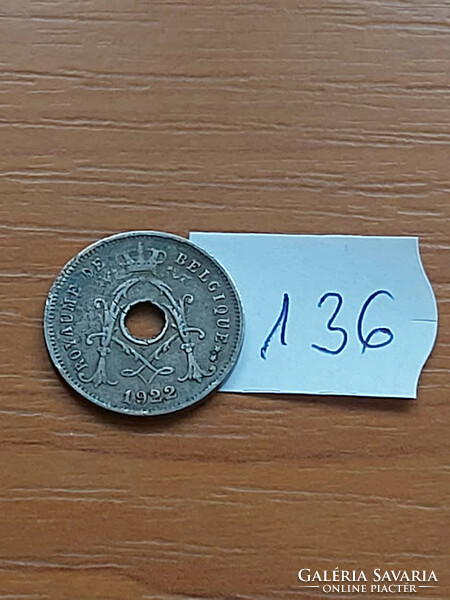 Belgium belgique 5 cemtimes 1922 copper-nickel, i. King Albert 136